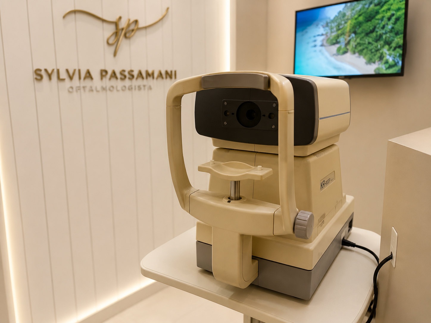 Equipamento de diagnóstico oftalmológico da clínica